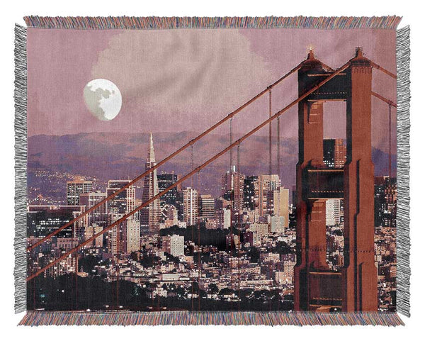 San Francisco Moonlit View Woven Blanket