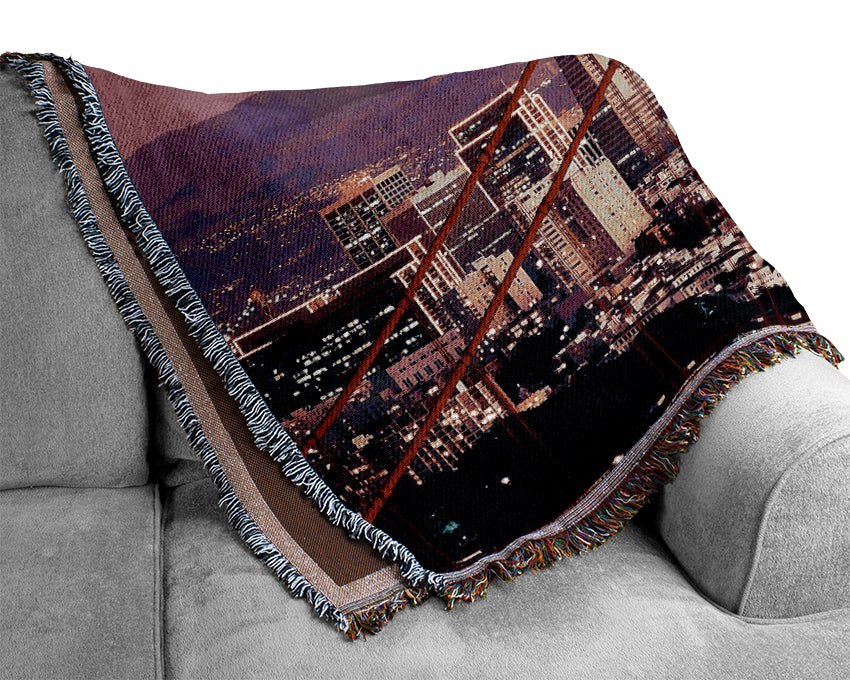 San Francisco Moonlit View Woven Blanket