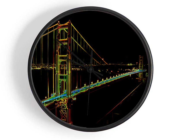 San francisco Bridge Psychedelic Clock - Wallart-Direct UK