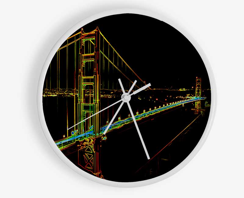 San francisco Bridge Psychedelic Clock - Wallart-Direct UK