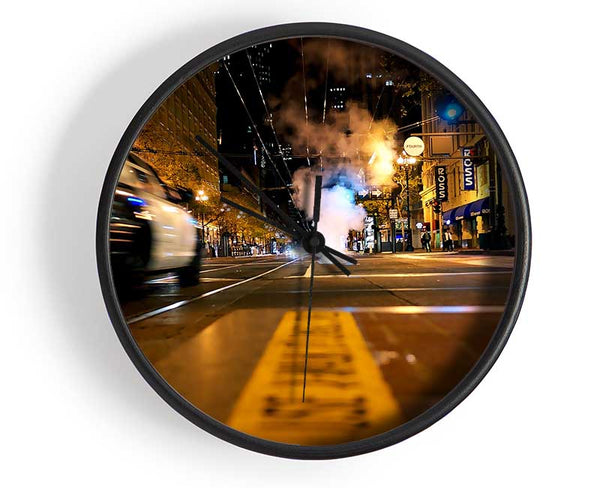 Street In New York At Night Clock - Wallart-Direct UK