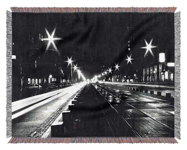Street View At Night Woven Blanket
