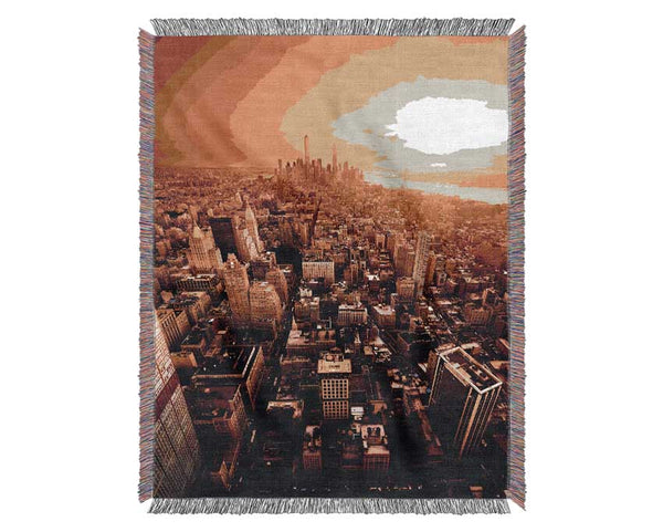 Sunburst Over New York City Woven Blanket