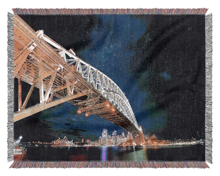 Sydney Bridge Nights Woven Blanket