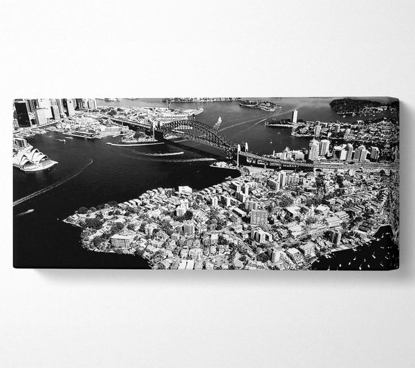 Sydney Harbour Bridge Ariel View B und W