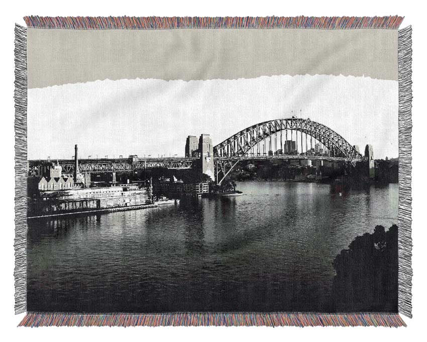 Sydney Harbour Bridge B n W Woven Blanket