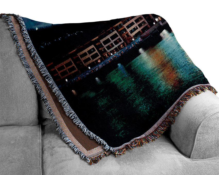 Sydney Harbour Bridge Blue Glow Woven Blanket