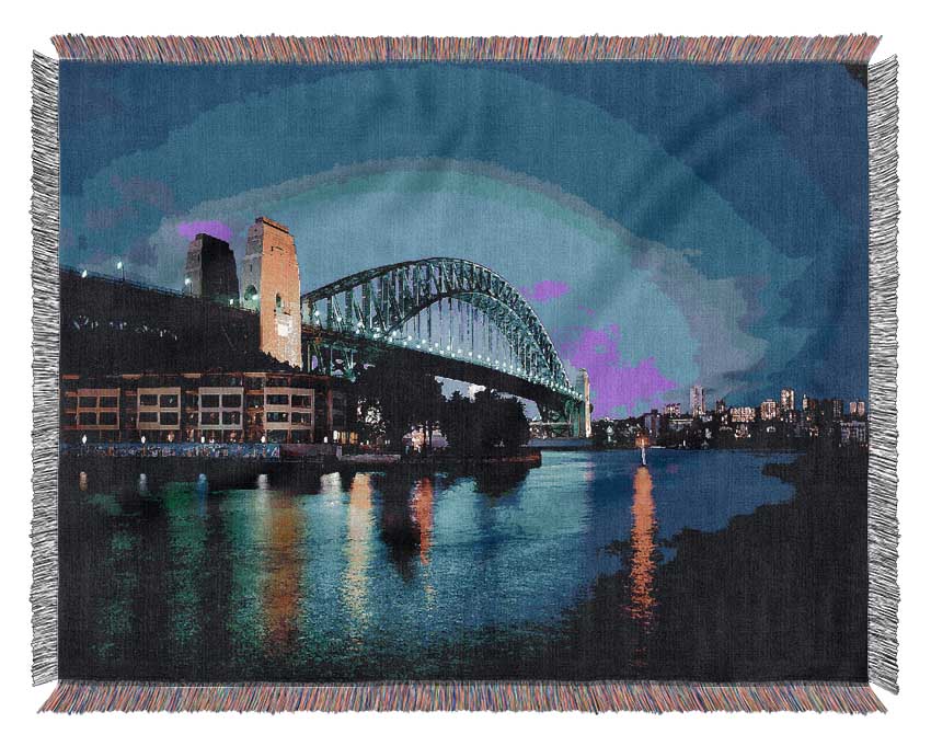 Sydney Harbour Bridge Blue Glow Woven Blanket