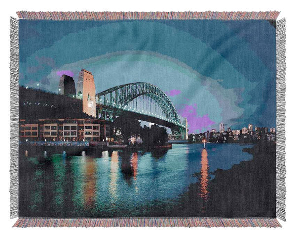 Sydney Harbour Bridge Blue Glow Woven Blanket