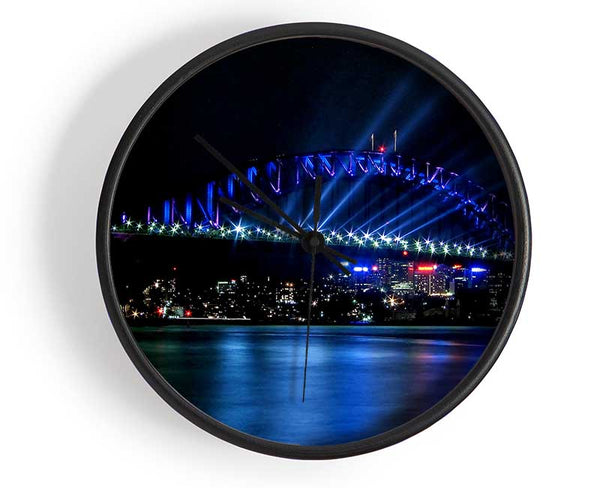 Sydney Harbour Bridge Blue Light Clock - Wallart-Direct UK