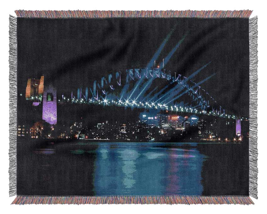 Sydney Harbour Bridge Blue Light Woven Blanket