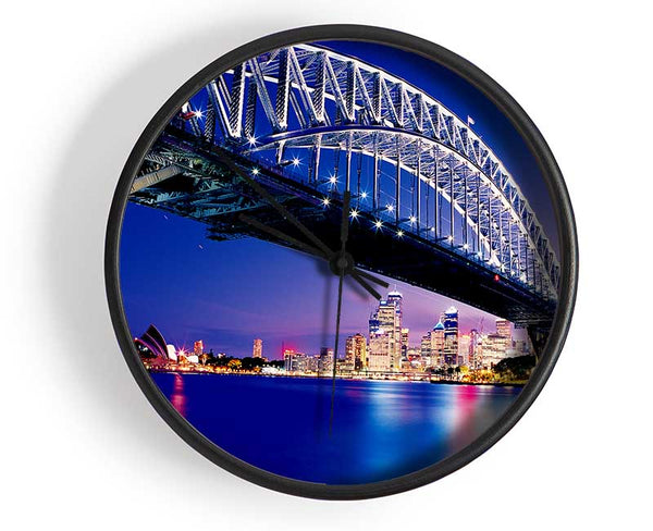 Sydney Harbour Bridge Blue Night Clock - Wallart-Direct UK