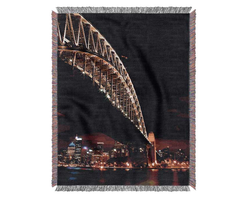 Sydney Harbour Bridge Brown Nights Woven Blanket