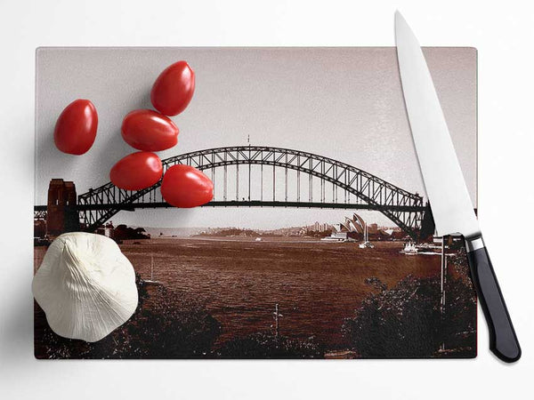 Sydney Harbour Bridge Brown Glass Chopping Board