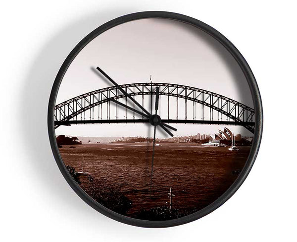 Sydney Harbour Bridge Brown Clock - Wallart-Direct UK