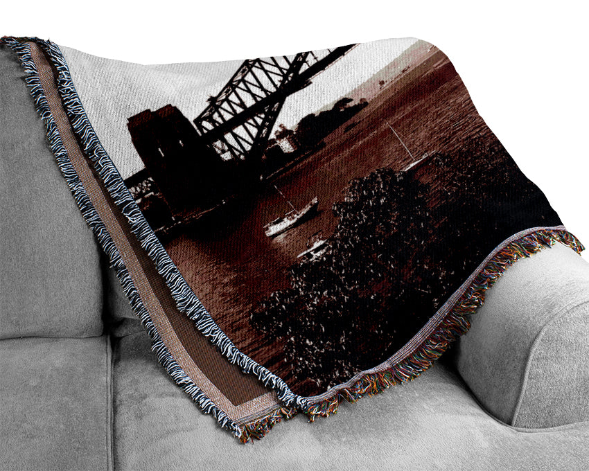 Sydney Harbour Bridge Brown Woven Blanket