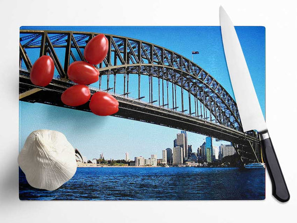 Sydney Harbour Bridge Day Time Glass Chopping Board