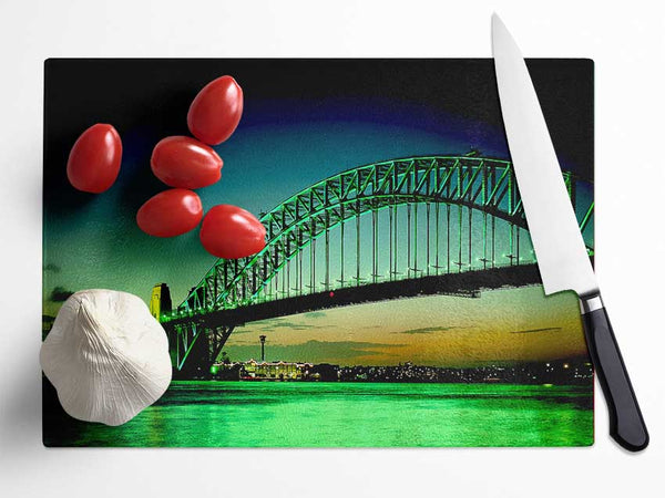 Sydney Harbour Bridge Green Cast Glass Chopping Board