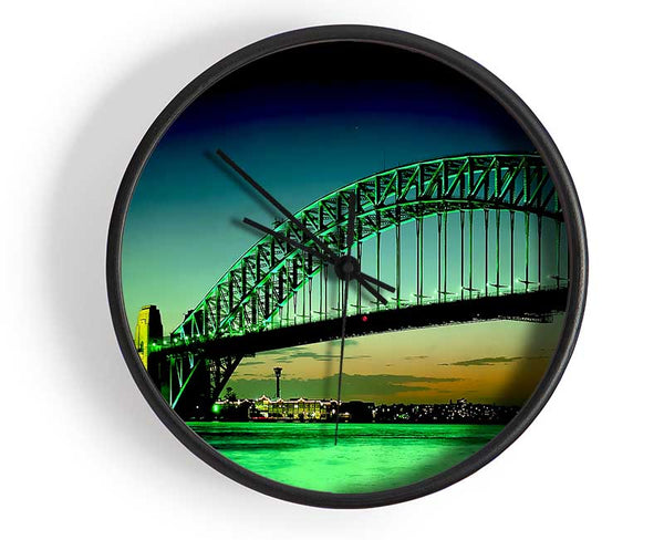 Sydney Harbour Bridge Green Cast Clock - Wallart-Direct UK