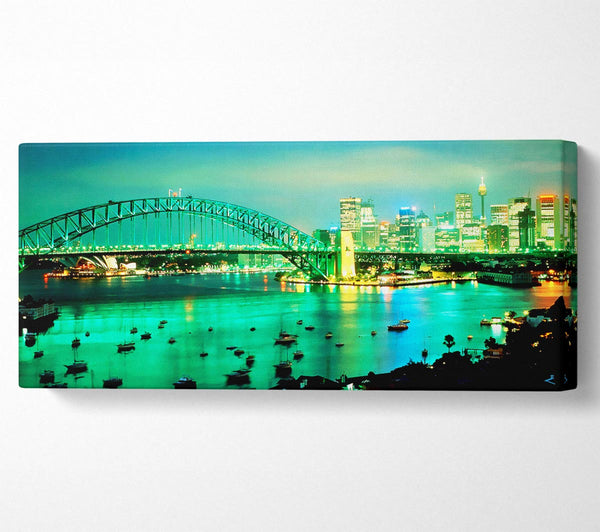 Grünes Leuchten der Sydney Harbour Bridge