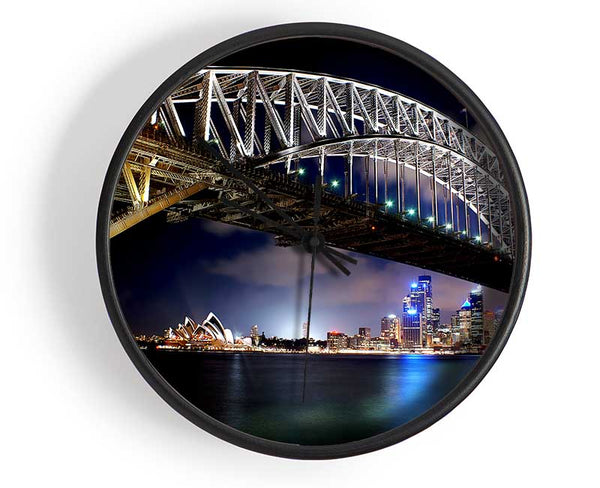 Sydney Harbour Bridge Night Light Reflections Clock - Wallart-Direct UK