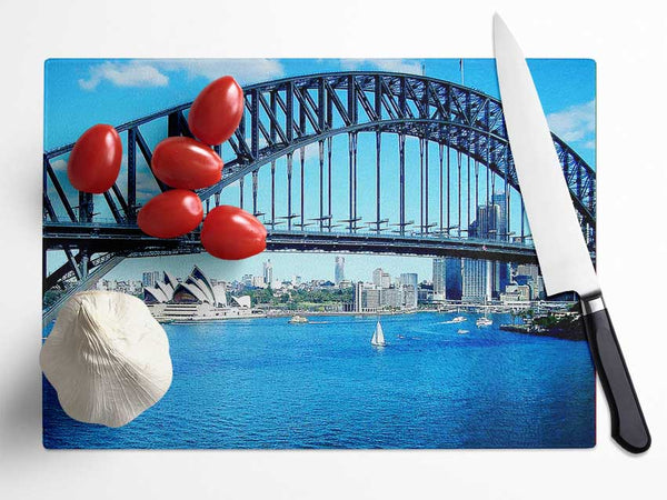 Sydney Harbour Bridge Opera House View Colour Glass Chopping Board