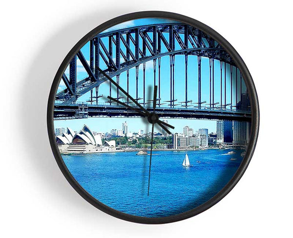 Sydney Harbour Bridge Opera House View Colour Clock - Wallart-Direct UK