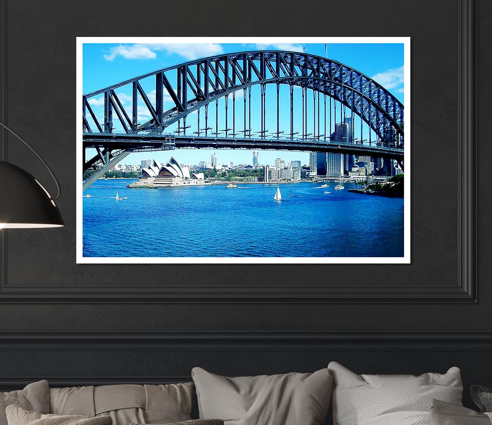 Sydney Harbour Bridge Opera House View Colour Print Poster Wall Art