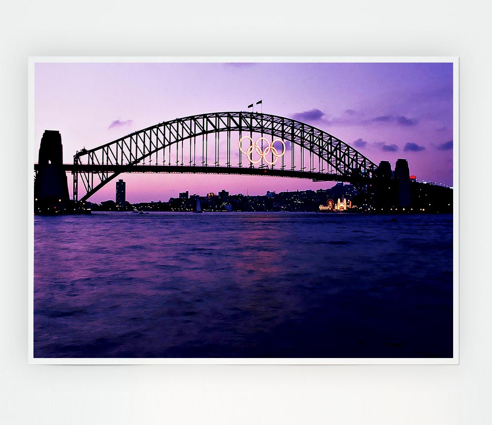 Sydney Harbour Bridge Pink Reflections Print Poster Wall Art