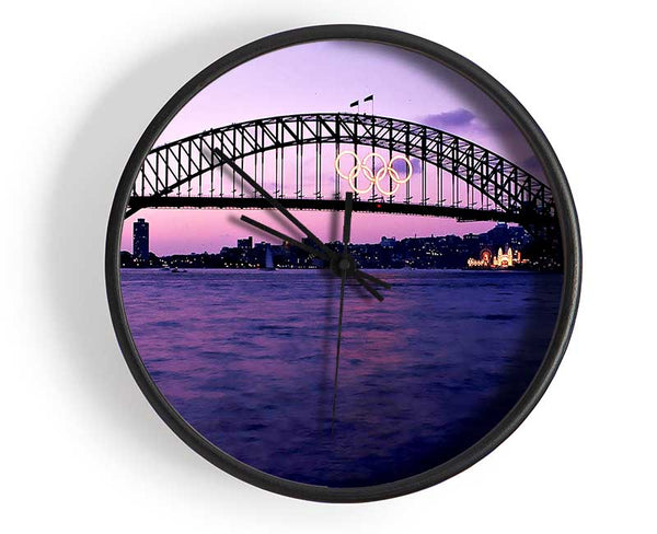 Sydney Harbour Bridge Pink Reflections Clock - Wallart-Direct UK