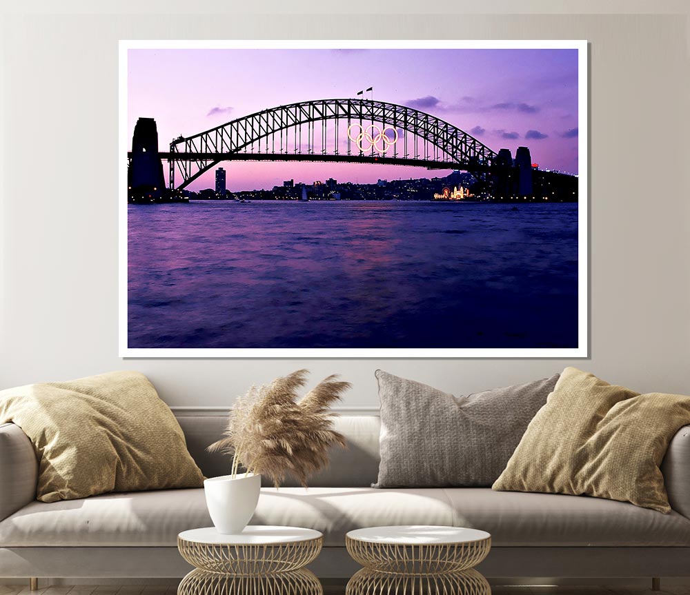 Sydney Harbour Bridge Pink Reflections Print Poster Wall Art