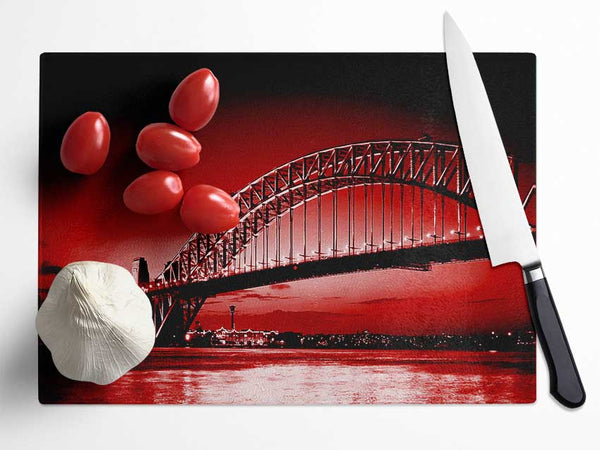 Sydney Harbour Bridge Red Glass Chopping Board