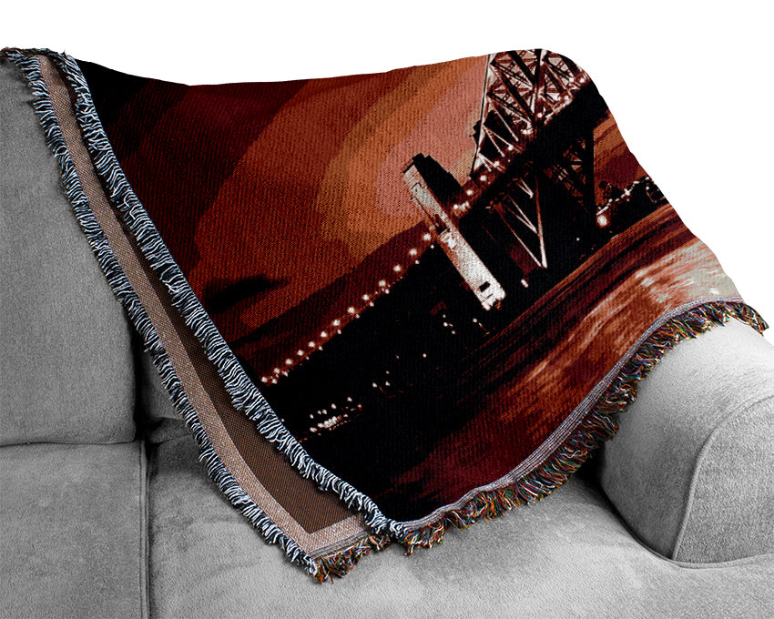 Sydney Harbour Bridge Red Woven Blanket