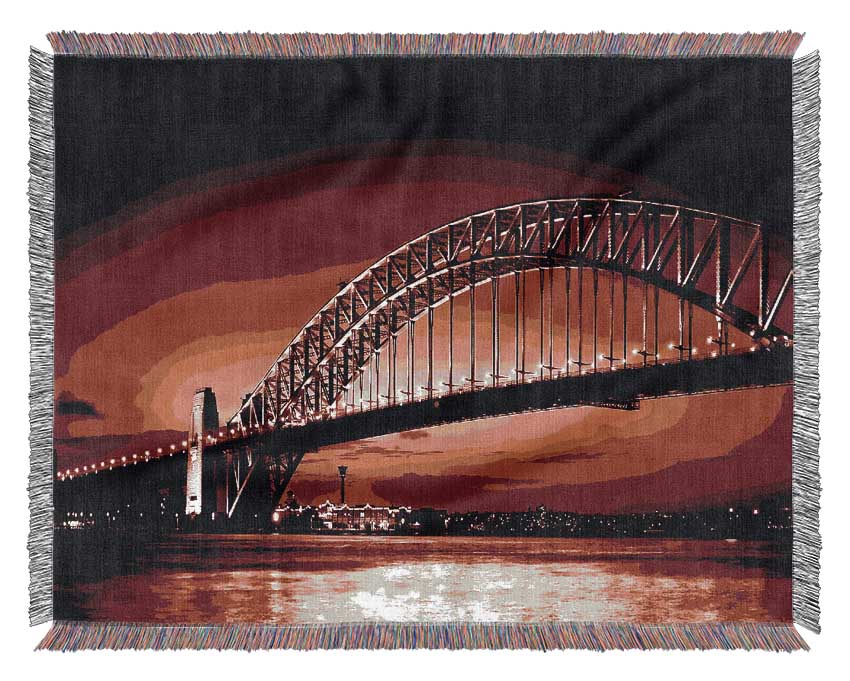 Sydney Harbour Bridge Red Woven Blanket