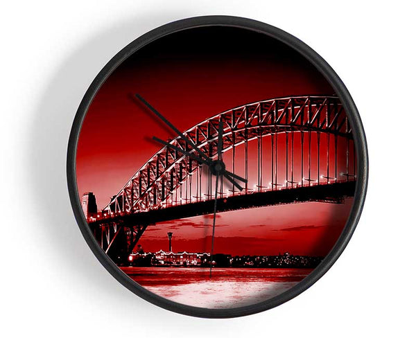 Sydney Harbour Bridge Red Clock - Wallart-Direct UK