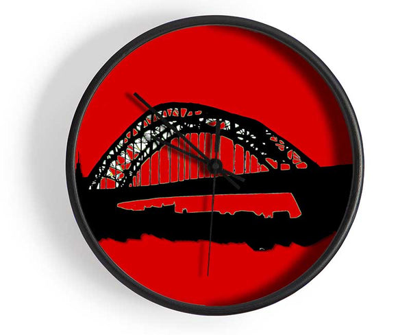 Sydney Harbour Bridge Retro Red Clock - Wallart-Direct UK