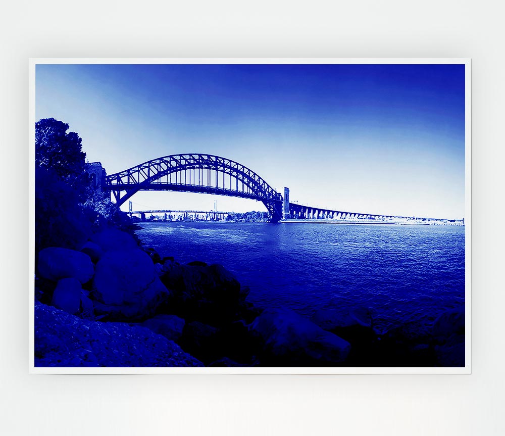 Sydney Harbour Bridge Stunning Blues Print Poster Wall Art