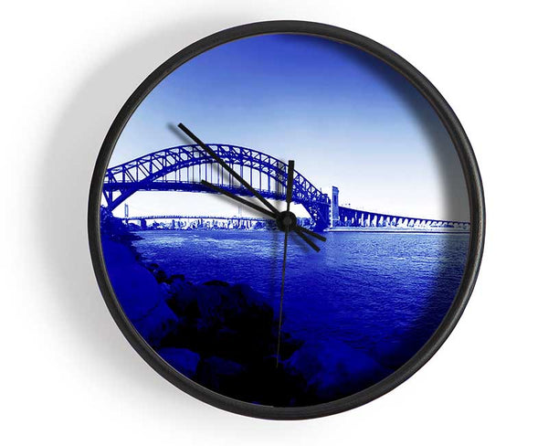 Sydney Harbour Bridge Stunning Blues Clock - Wallart-Direct UK