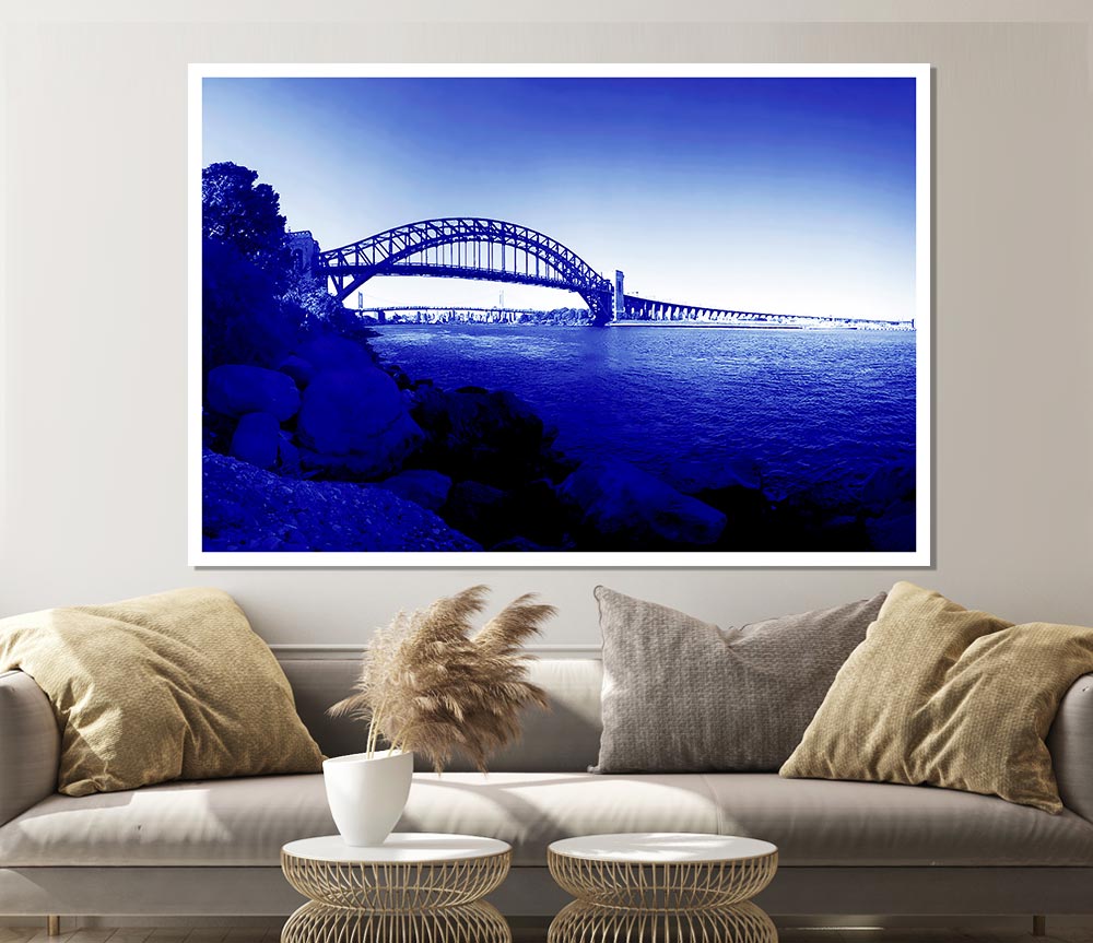 Sydney Harbour Bridge Stunning Blues Print Poster Wall Art