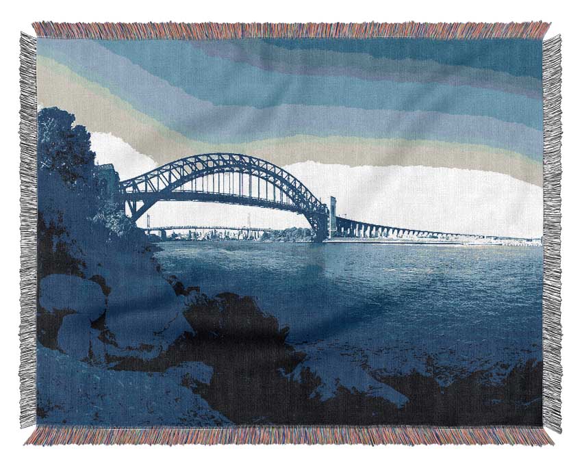 Sydney Harbour Bridge Stunning Blues Woven Blanket