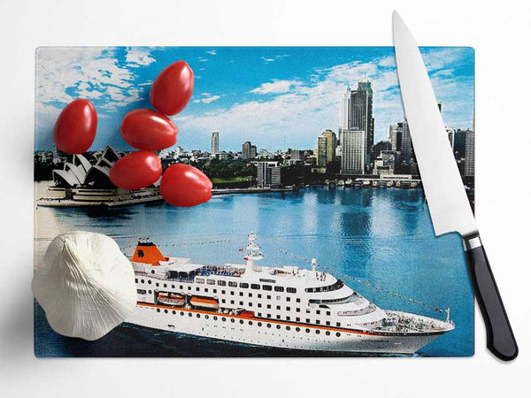 Sydney Harbour Cruise Liner Glass Chopping Board