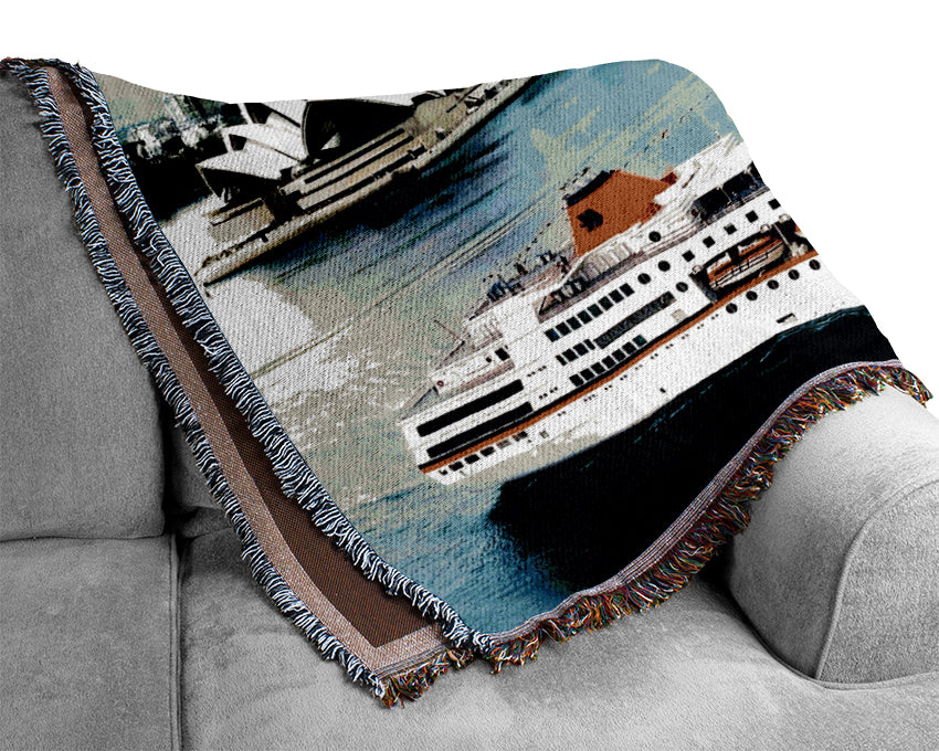 Sydney Harbour Cruise Liner Woven Blanket