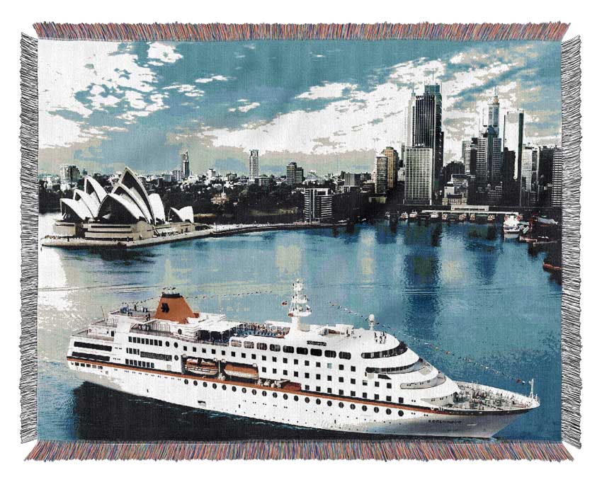 Sydney Harbour Cruise Liner Woven Blanket