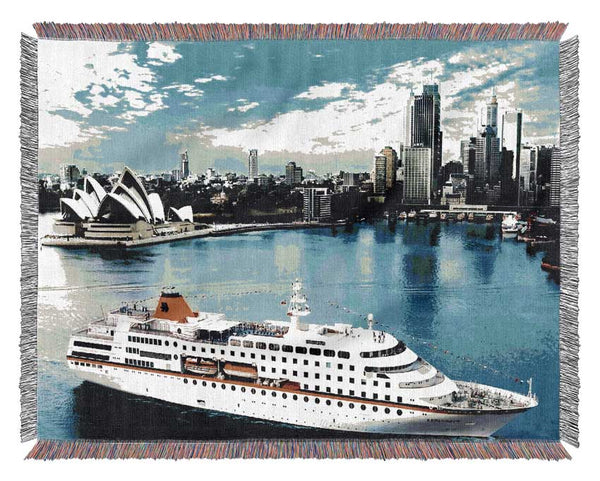 Sydney Harbour Cruise Liner Woven Blanket