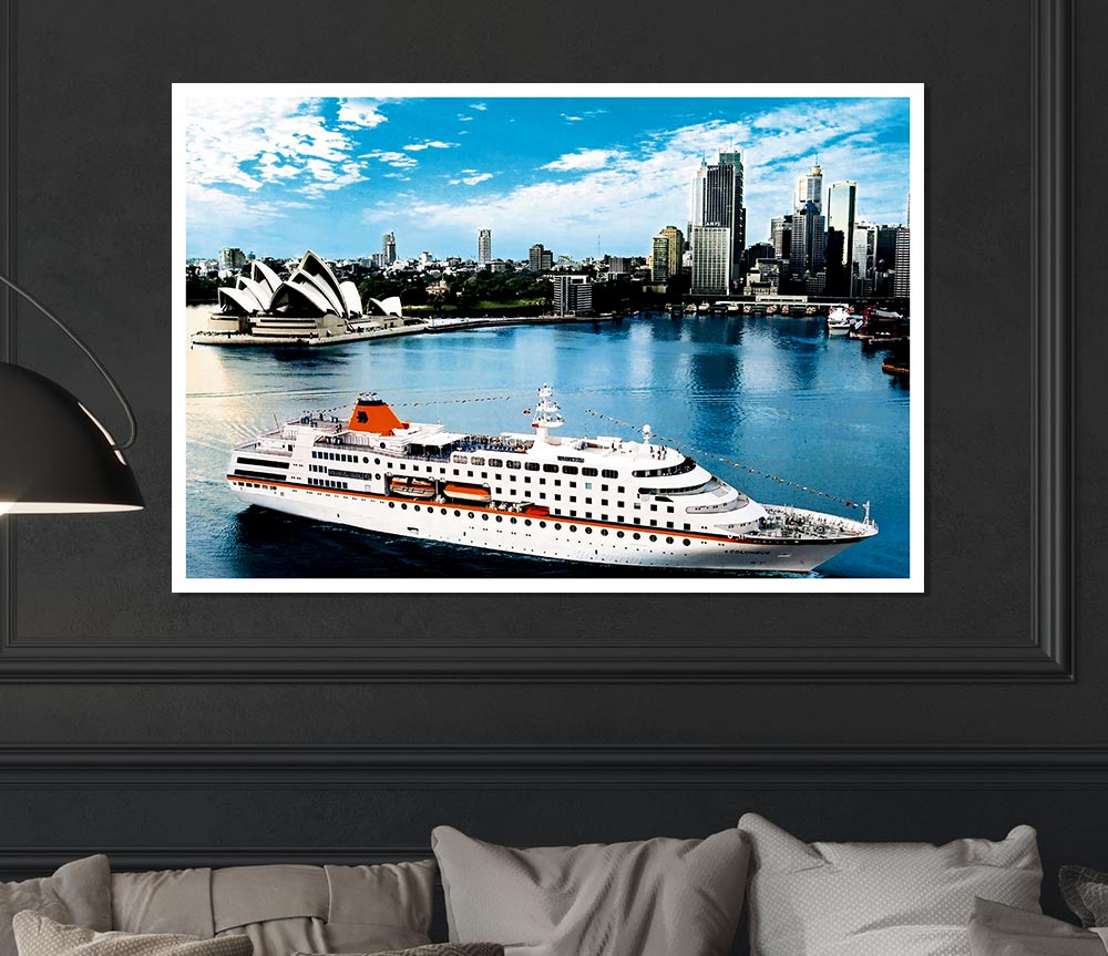 Sydney Harbour Cruise Liner Print Poster Wall Art
