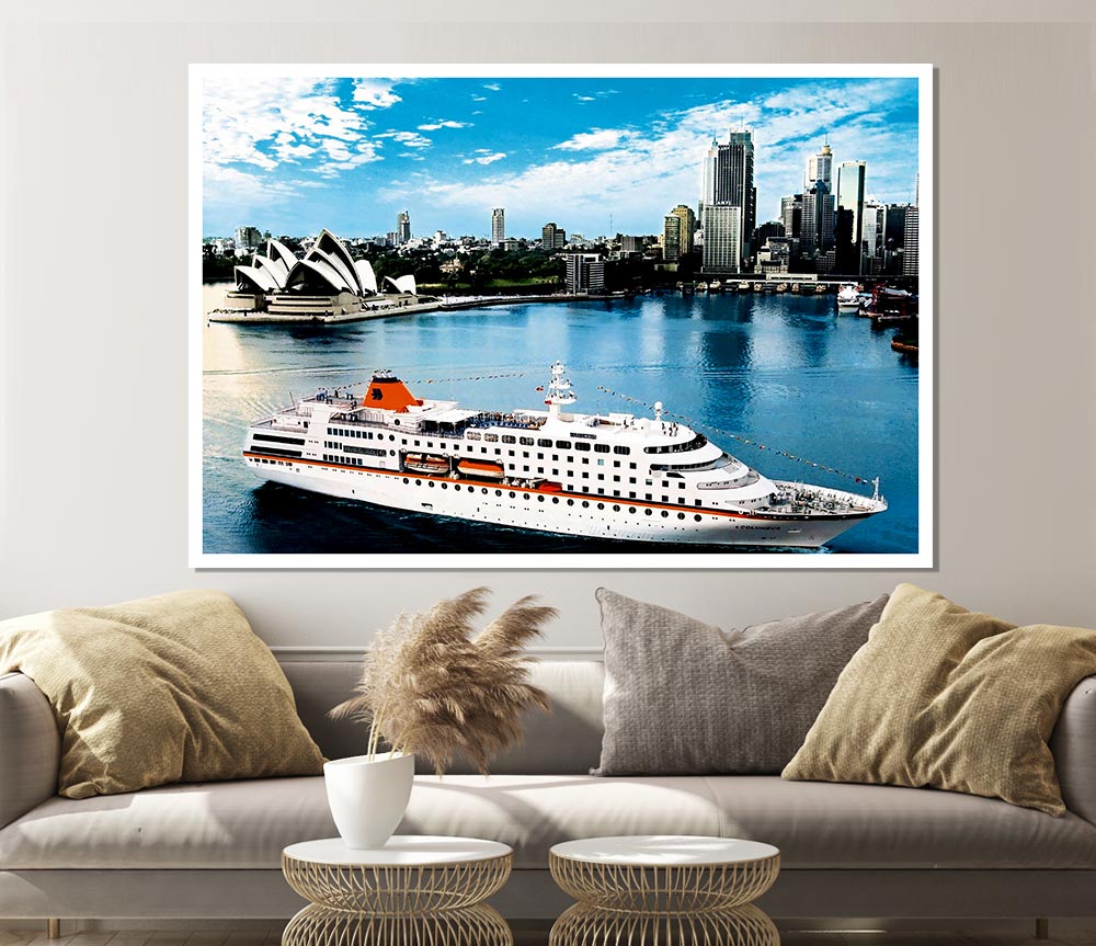 Sydney Harbour Cruise Liner Print Poster Wall Art