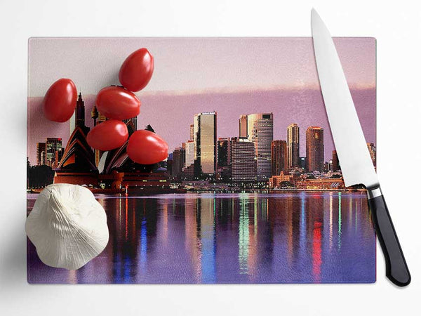 Sydney Harbour Opera House Stunning Pink Reflections Glass Chopping Board