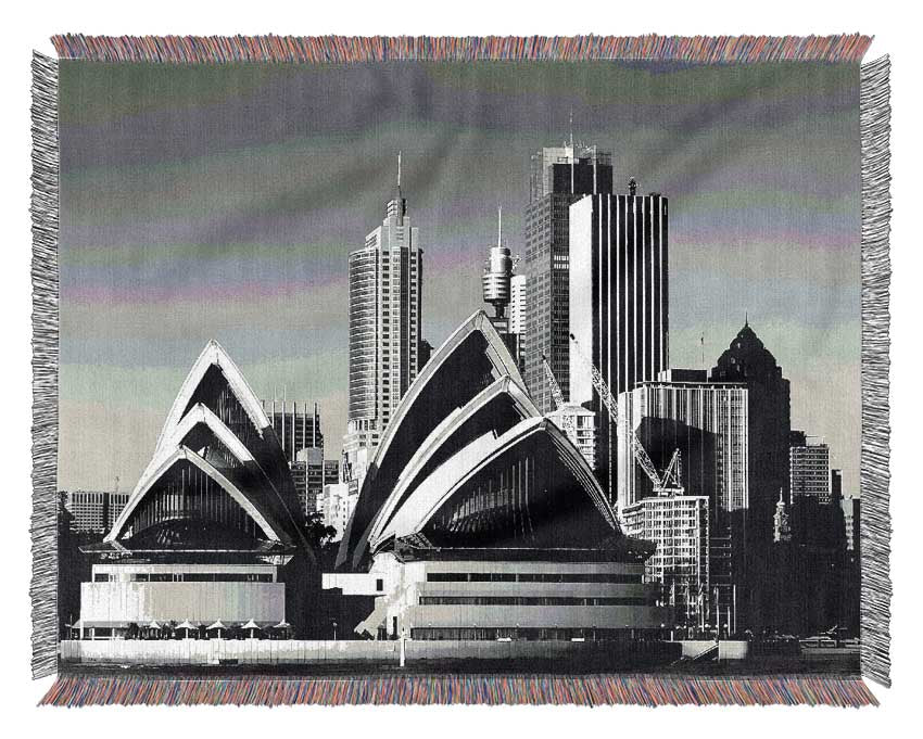 Sydney Opera House B n W Woven Blanket