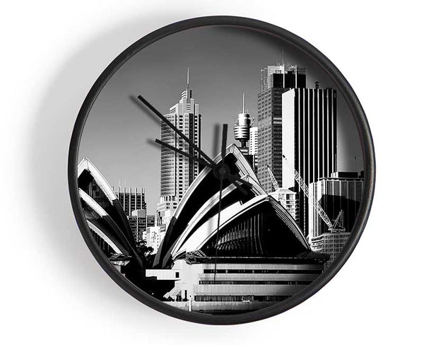 Sydney Opera House B n W Clock - Wallart-Direct UK