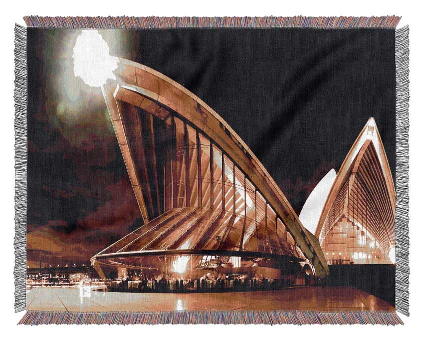 Sydney Opera House Golden Glow Woven Blanket